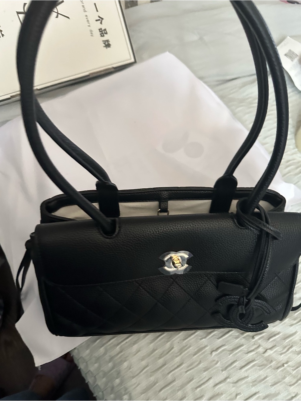 Black Quilted Women’s Shoulder Bag with extra strap - Picture 5 of 7